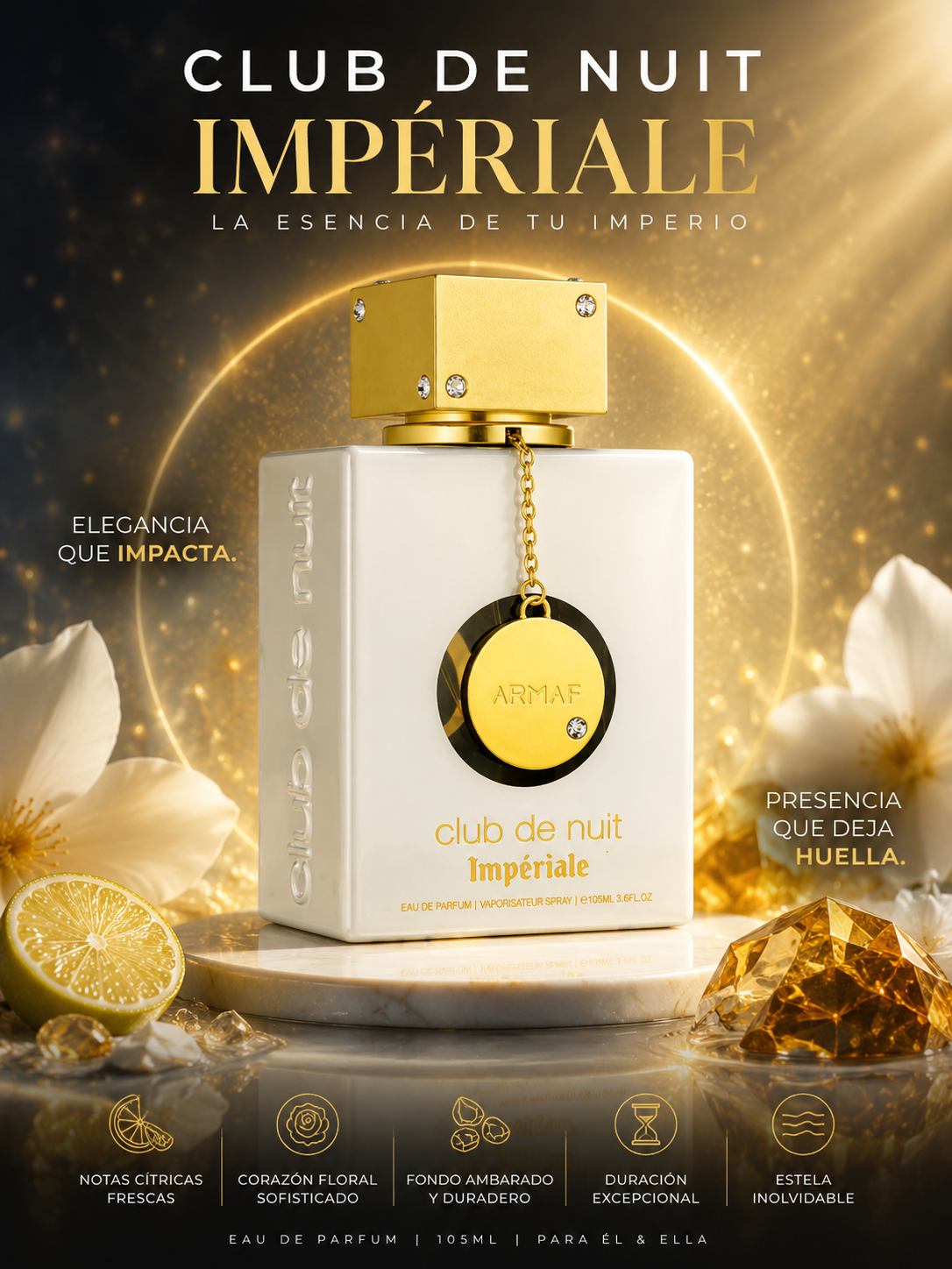 Armaf Club de Nuit Imperiale EDP 105ml | Lychee Turkish Rose & Vanilla Perfume for Women | Ships USA
