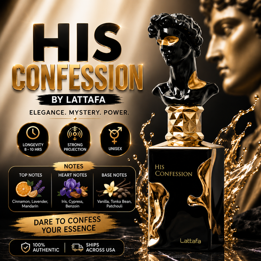 Lattafa His Confession Eau de Parfum 100ml for Men – Cinnamon, Iris & Amber | K'aromas